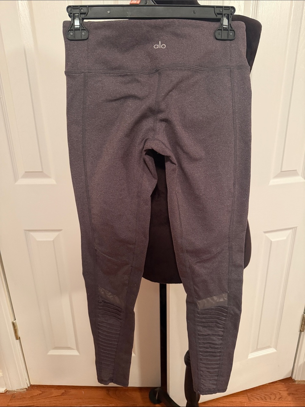 ALO Yoga Black High-Rise Seam Leggings with Reflective Logo
